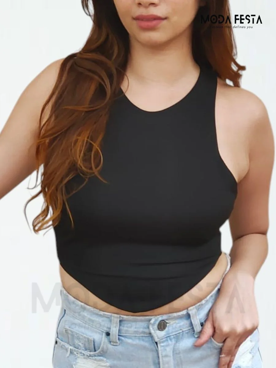 ModaFesta -elegant-crop-top-black