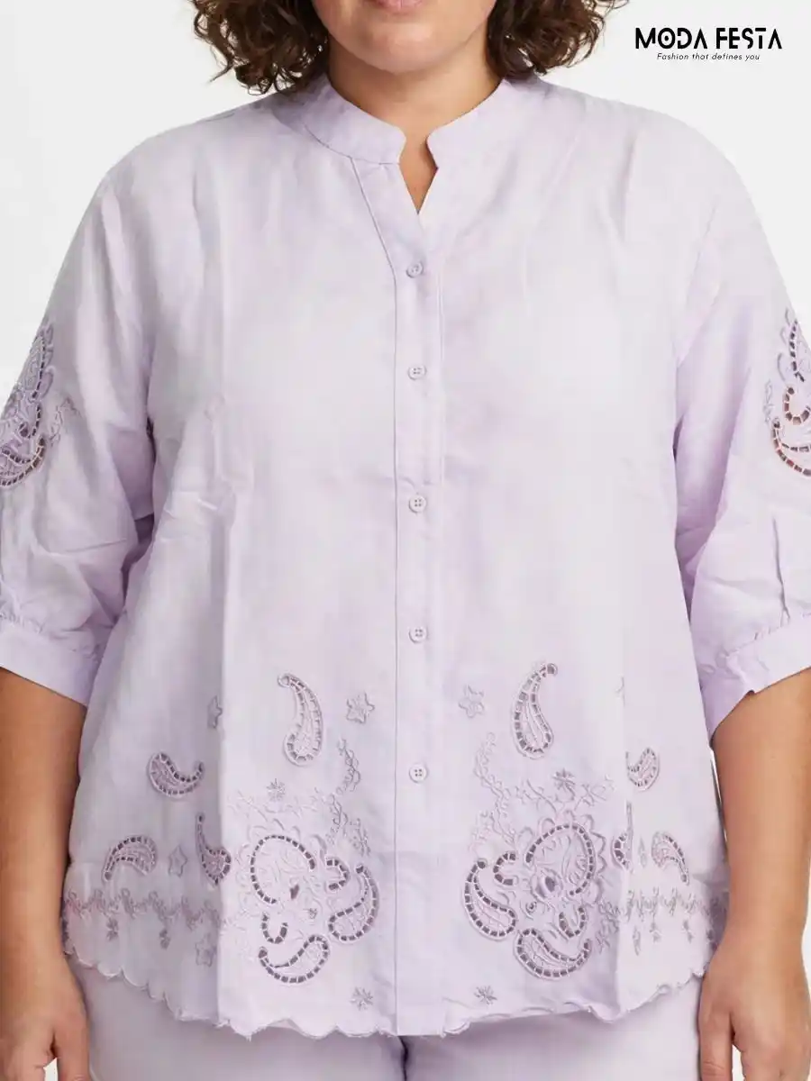 Floral and Paisley Embroidered Casual Shirt
