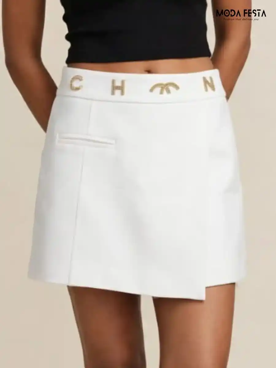 ModaFesta -embellished-waist-white-wrap-mini-skirt
