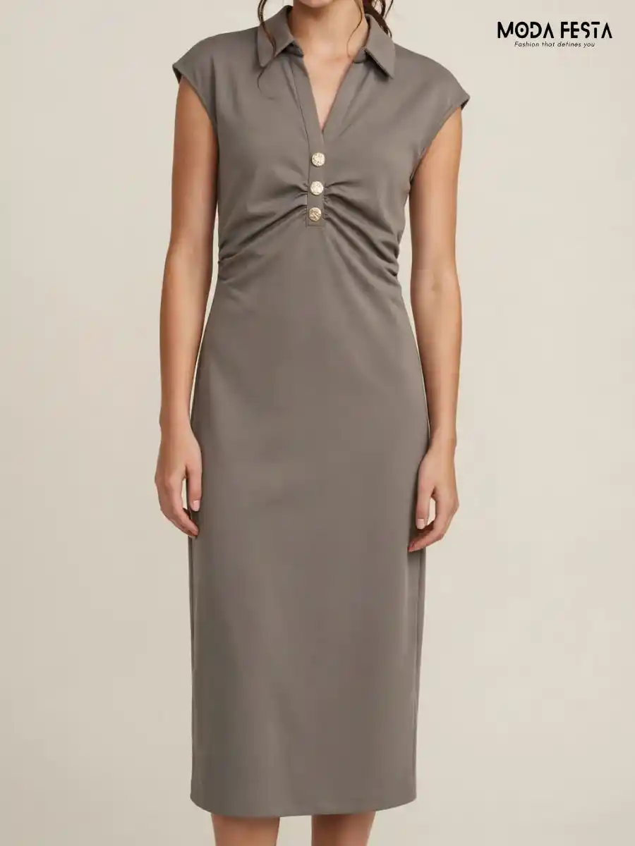 Solid Ruched Bodycon Dress