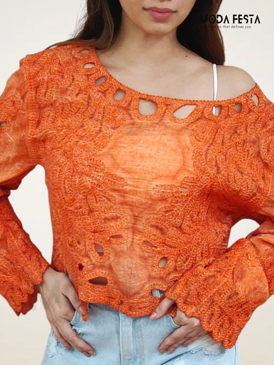 ModaFesta -knitted-top-orange