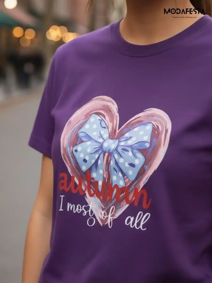 ModaFesta -autumn-heart-bow-print-t-shirt-purle
