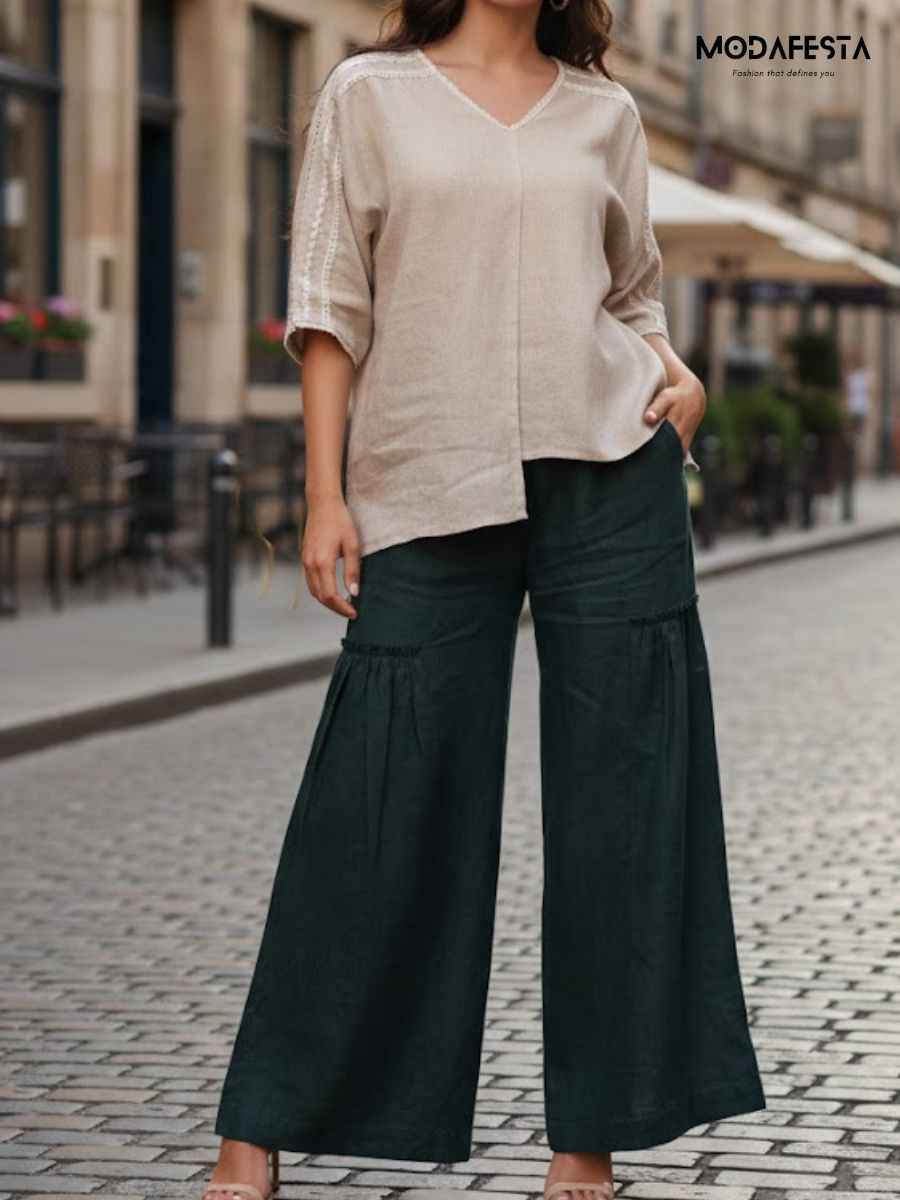 ModaFesta -elegant-linen-coord-set-with-back-print-beige
