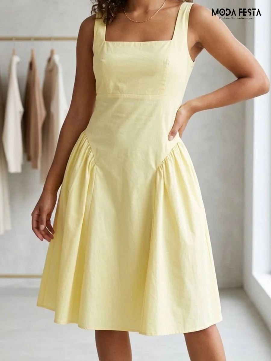 ModaFesta -drop-waist-midi-dress-with-a-square-neckline