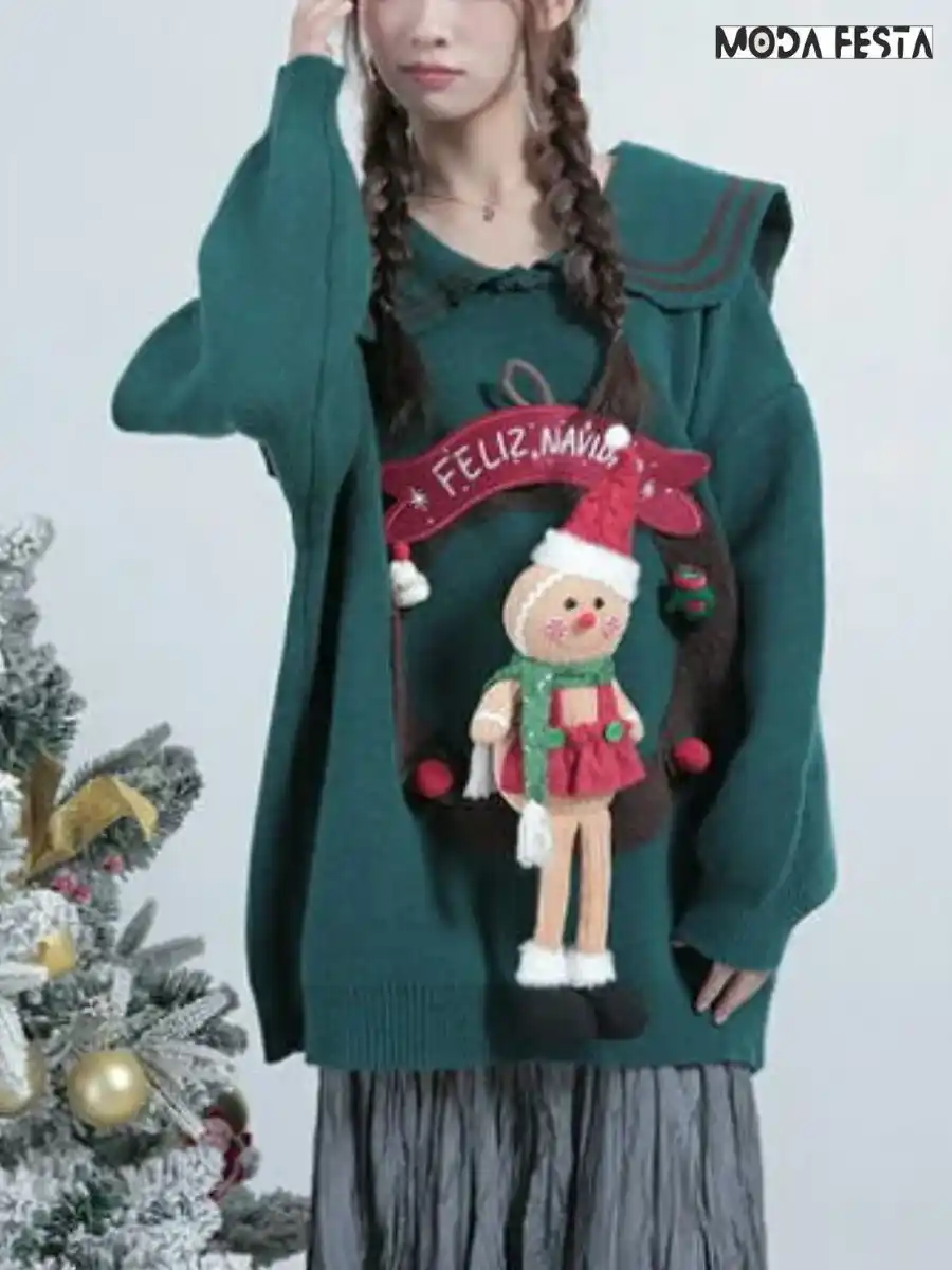 ModaFesta -christmas-knit-t-shirt-green