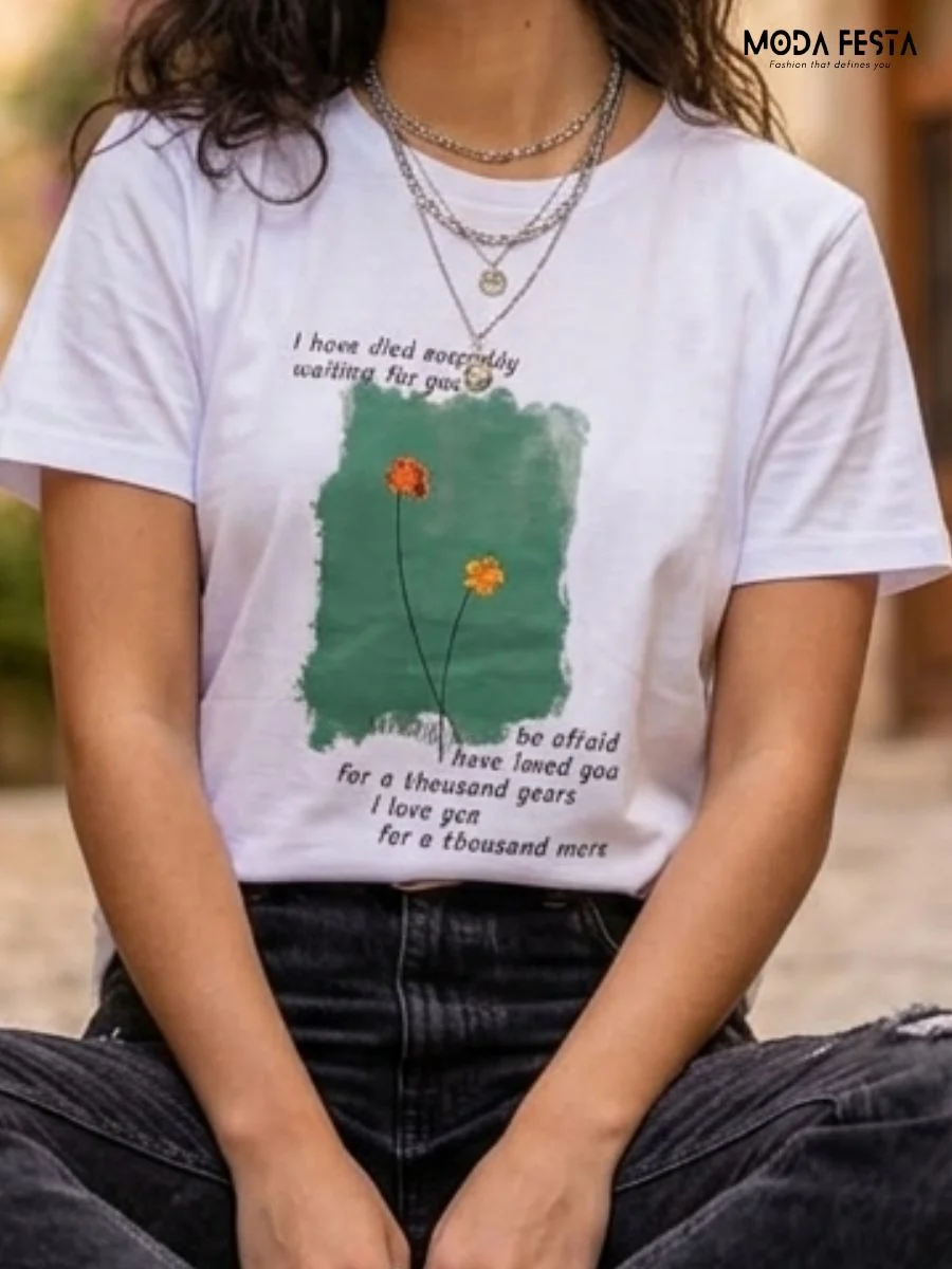 ModaFesta -floral-text-graphic-tee