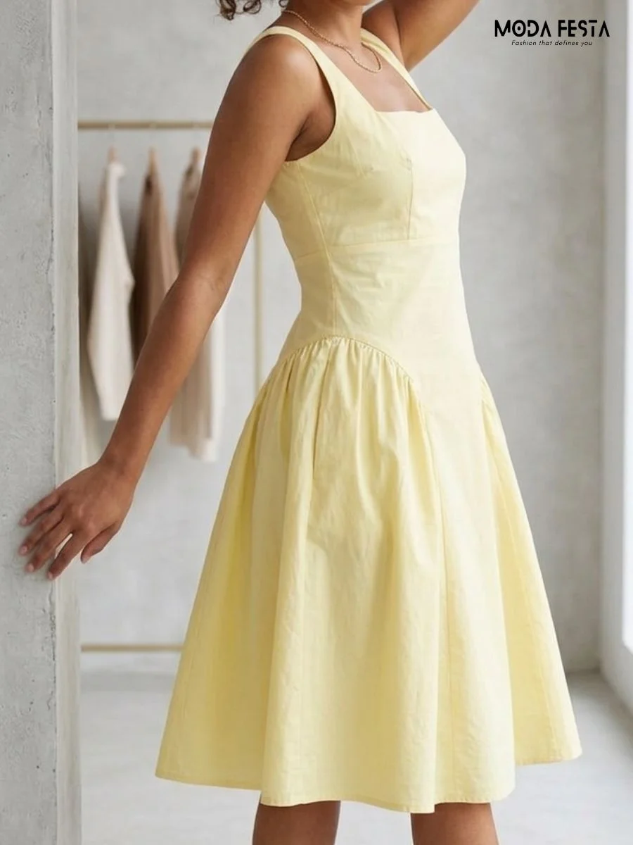 ModaFesta -drop-waist-midi-dress-with-a-square-neckline