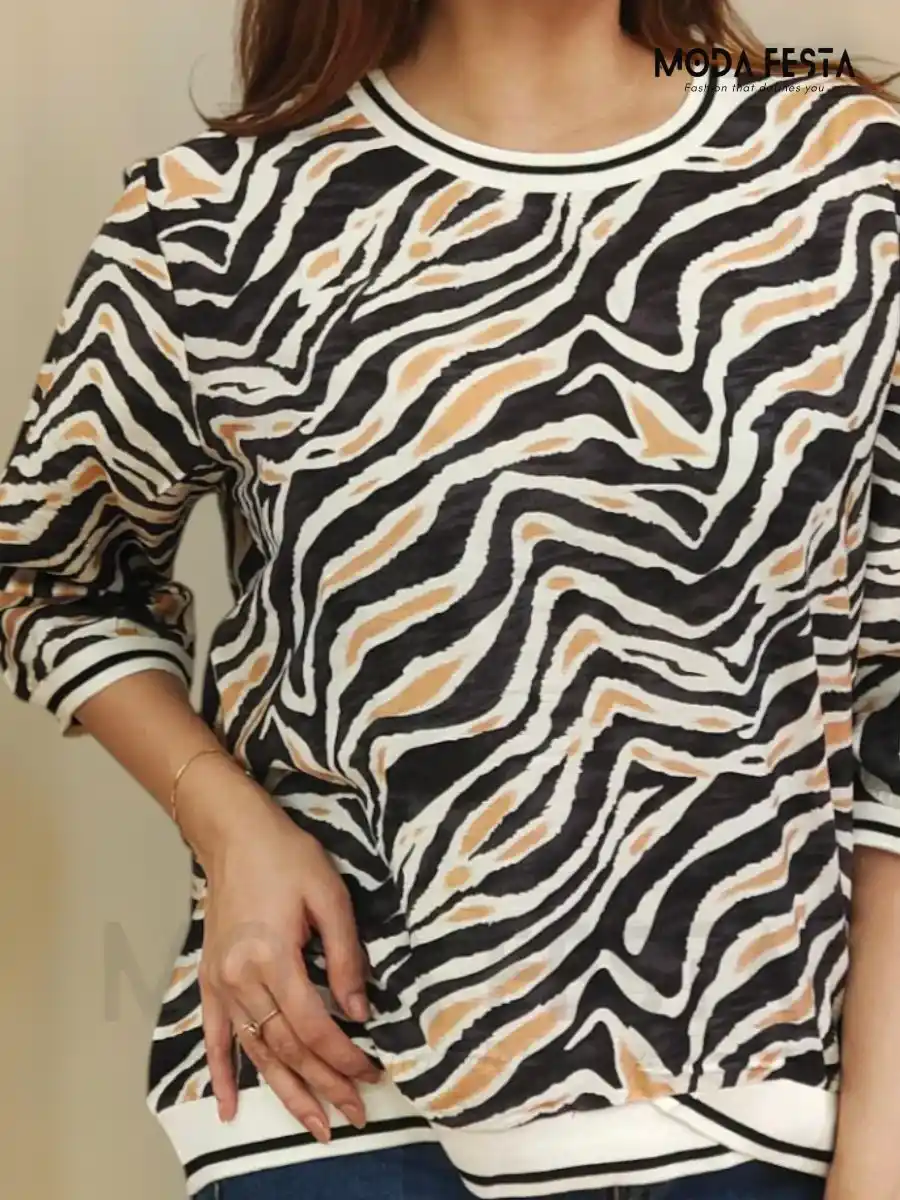 ModaFesta -animal-print-top-black