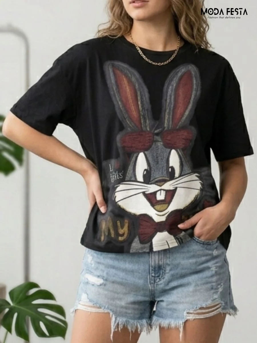 ModaFesta -bugs-bunny-black-tee