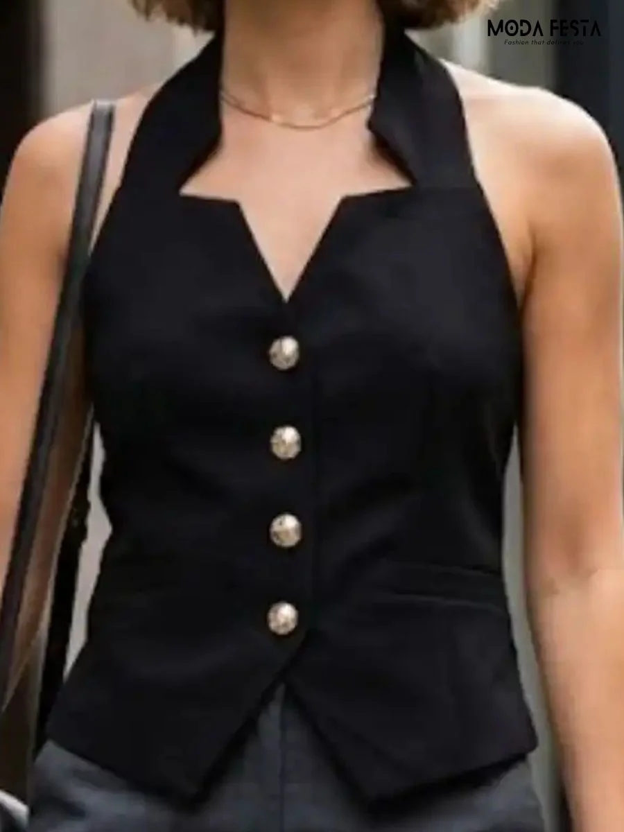 Elegant Style Halter Neck Top