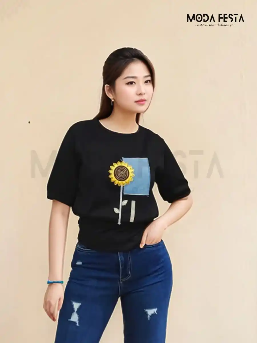Black Sunflower Top