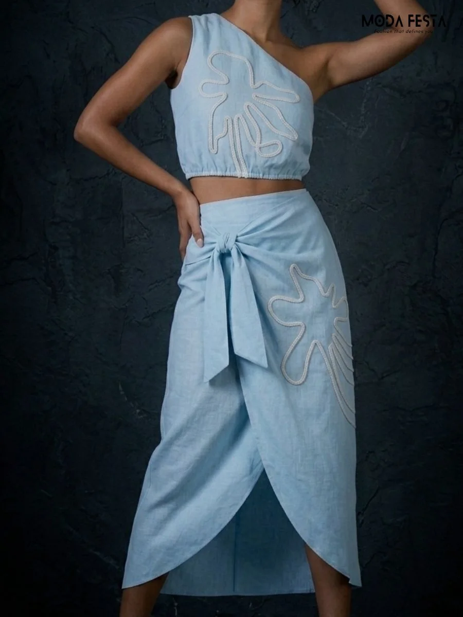 ModaFesta -blue-embroidered-coord-set