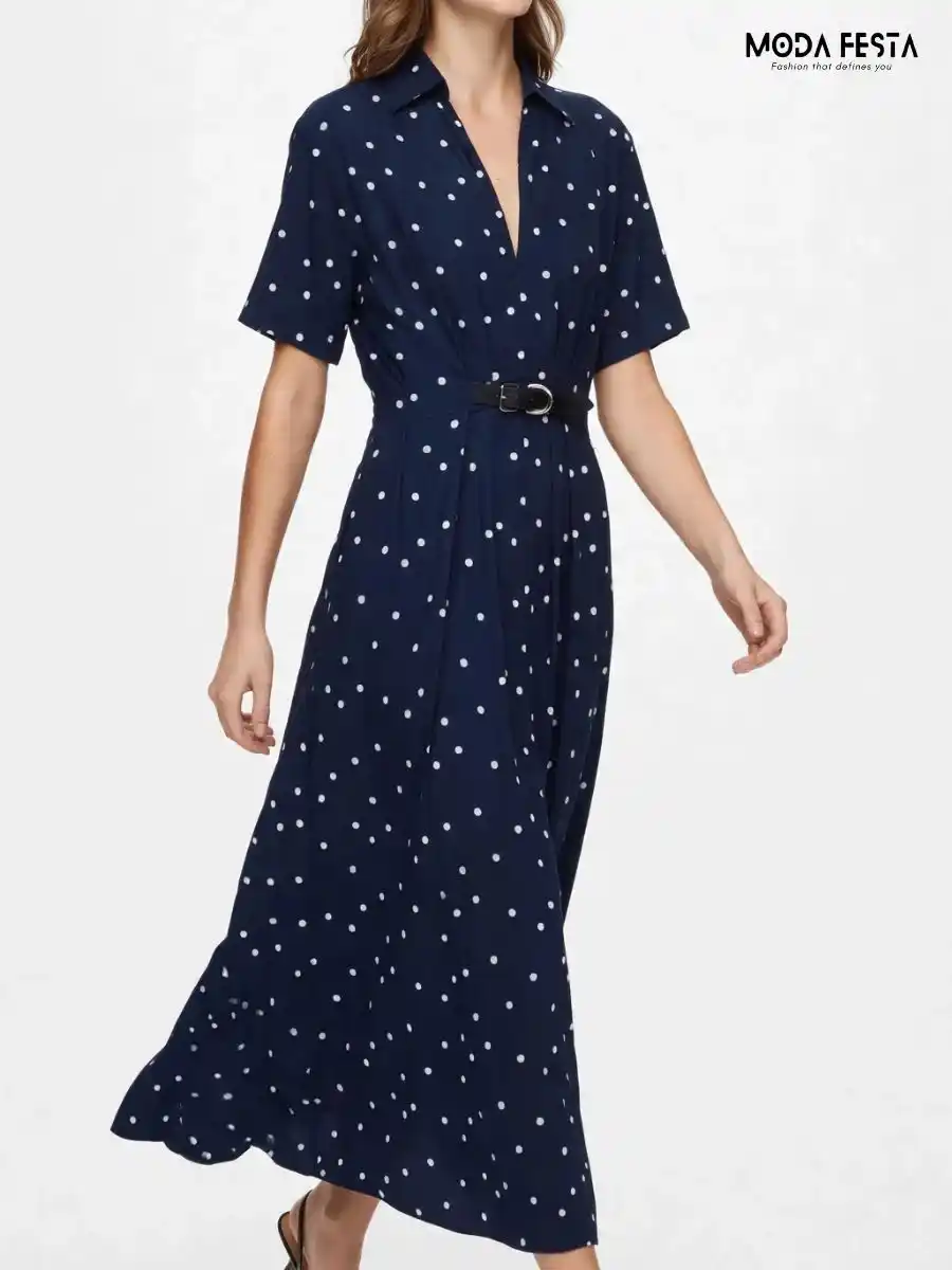 ModaFesta -polka-dot-belted-midi-dress
