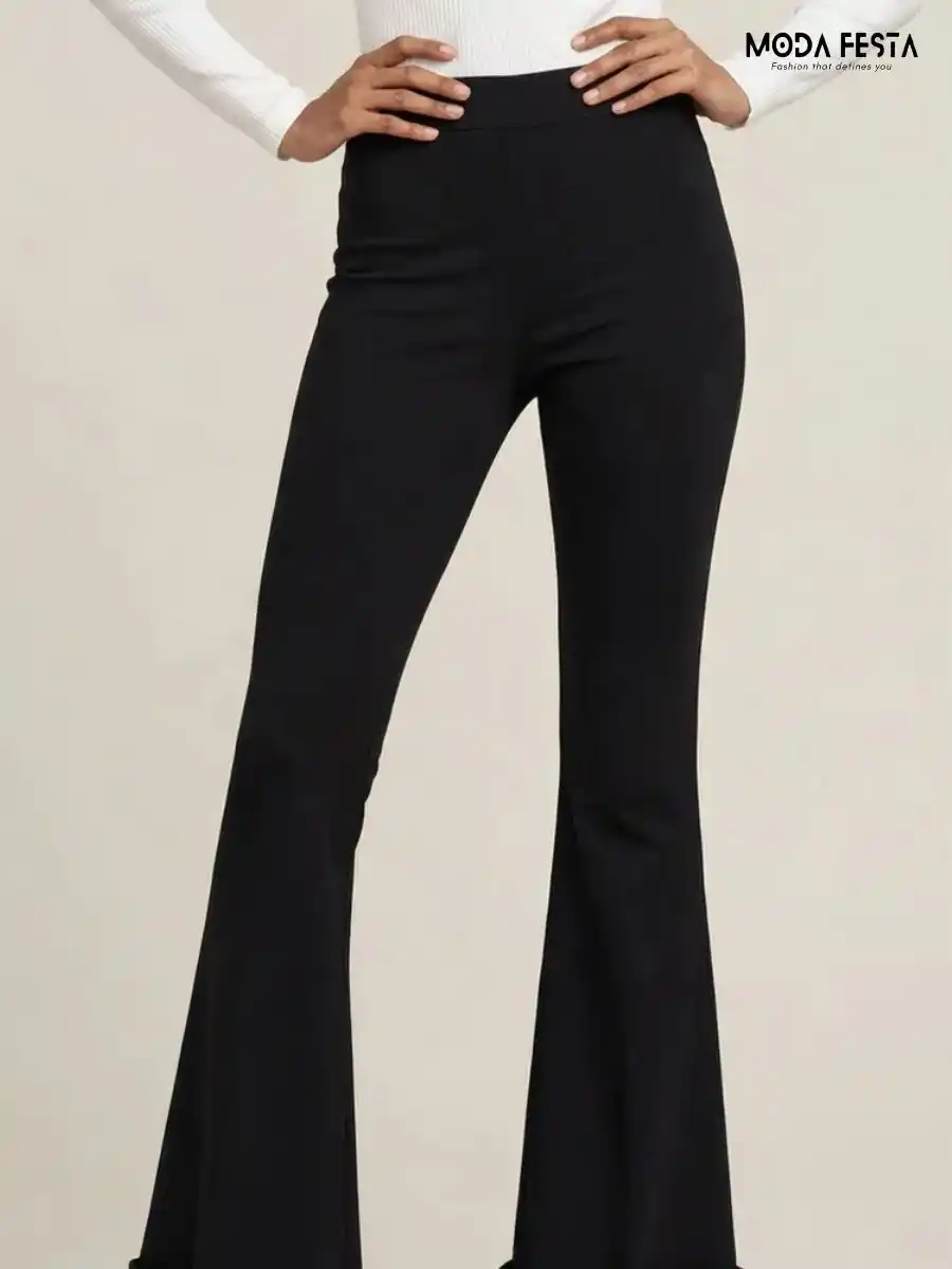 Classic Black High-Waisted Flared Trousers