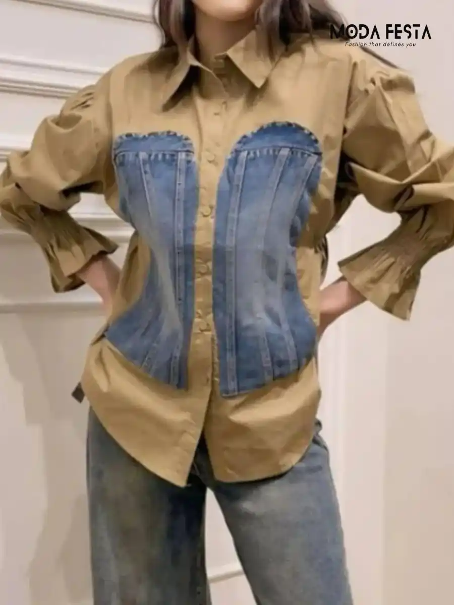 ModaFesta -trendy-shirt-with-denim-greenish