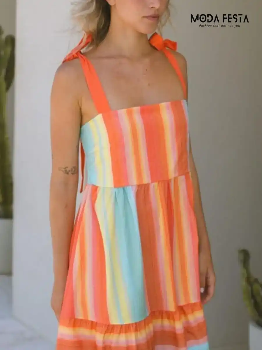 ModaFesta -multicoloured-tie-dress-orange