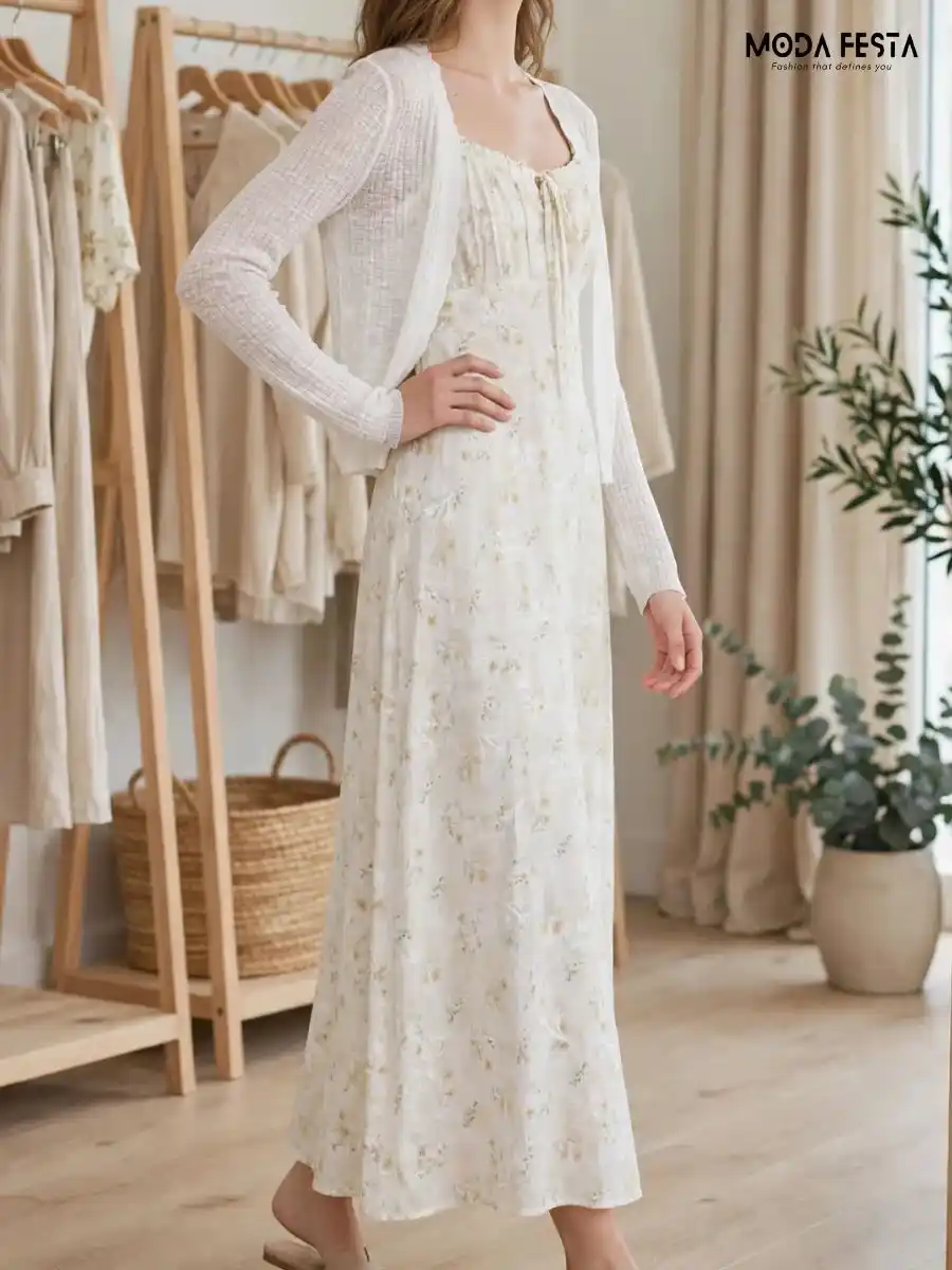ModaFesta -floral-print-smocked-maxi-dress