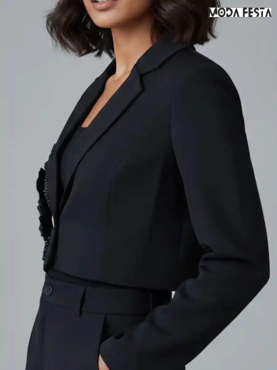 ModaFesta -elegant-party-wear-blazer-with-flower-black