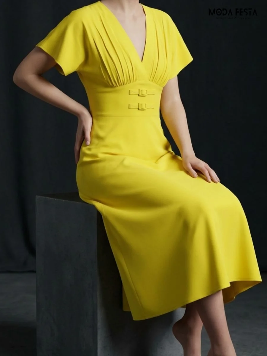 ModaFesta -v-neckline-with-elegant-pleated-details-on-the-bodice