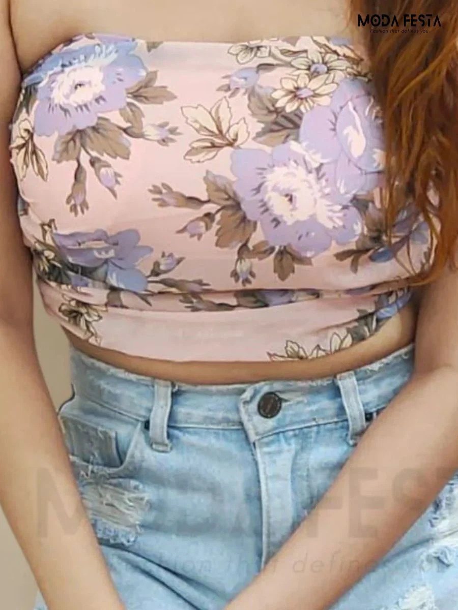 Stylish Flora Print TubeTop