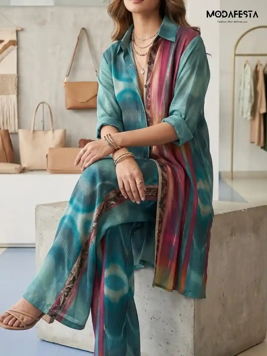 ModaFesta -elegant-teal-abstract-print-chiffon-coord-set