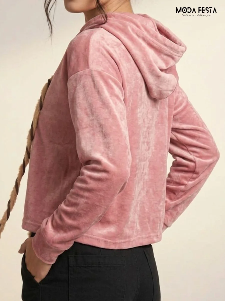 ModaFesta -rosette-crop-hoodie-for-women