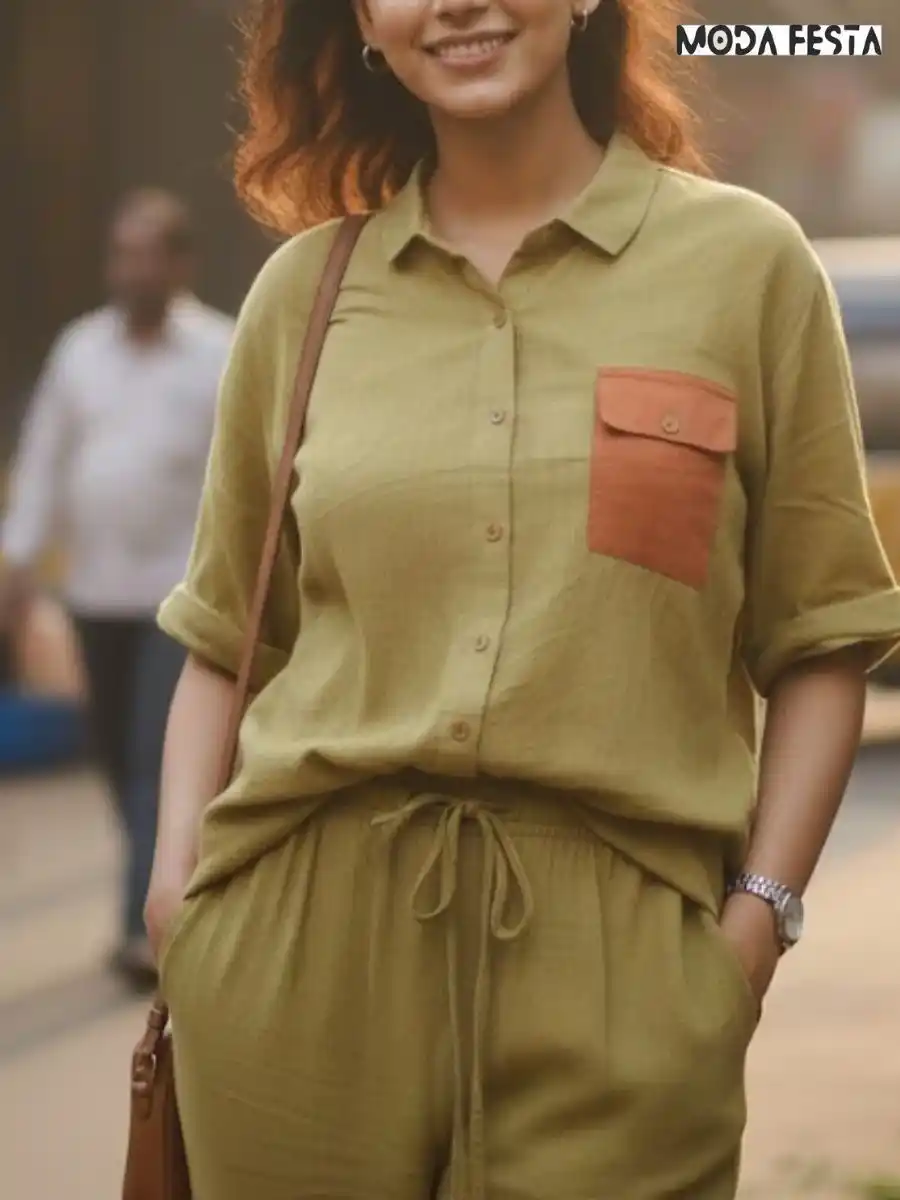 ModaFesta -elegant-cotton-coord-set-neon-green