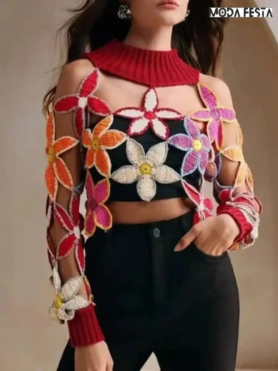 Red Elegant Crochet Top With Tube