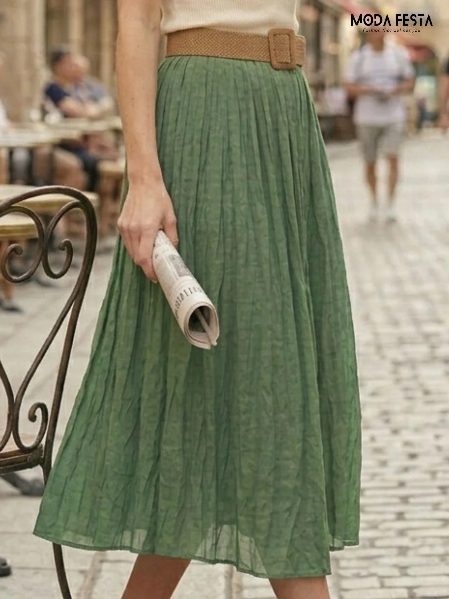 ModaFesta -casual-green-midi-skirt