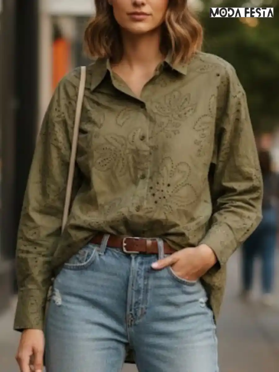 ModaFesta -elegant-cotton-shirt-with-embroidery-green