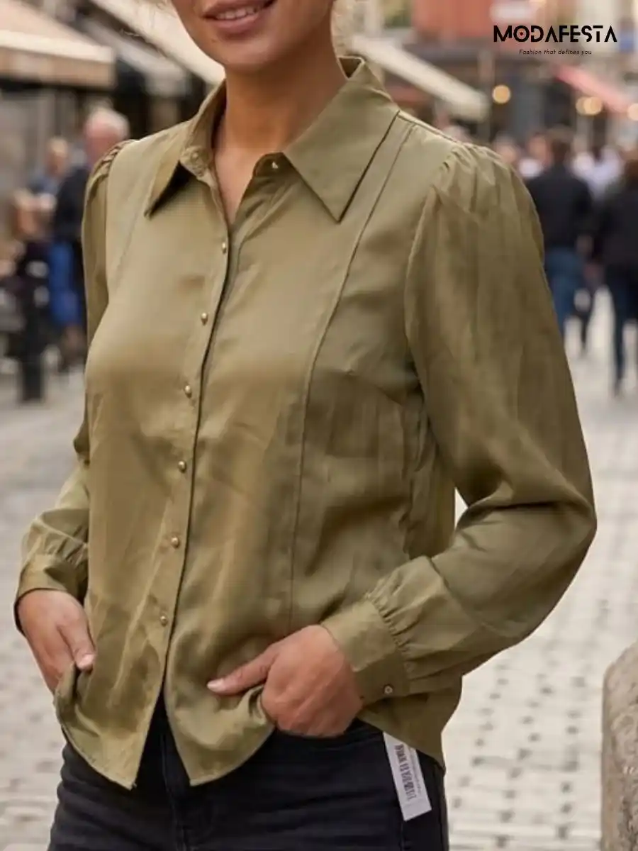 ModaFesta -elegant-satin-Shirt-beige