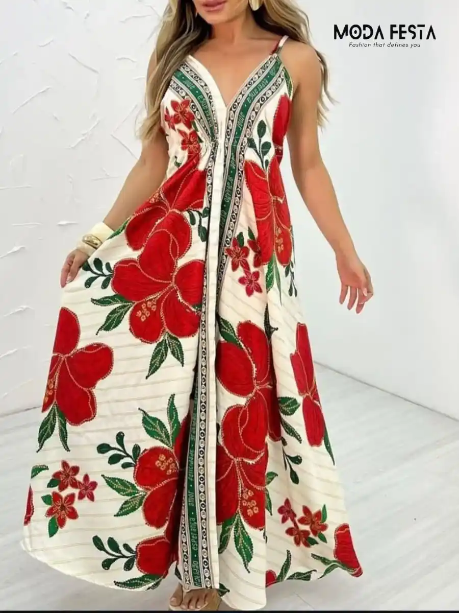 ModaFesta -tropical-vacation-halter-neck-dress-red