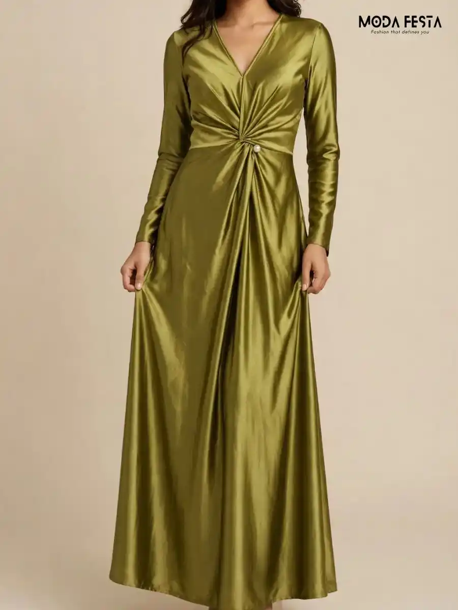 ModaFesta -satin-v-neck-maxi-dress-with-front-twist