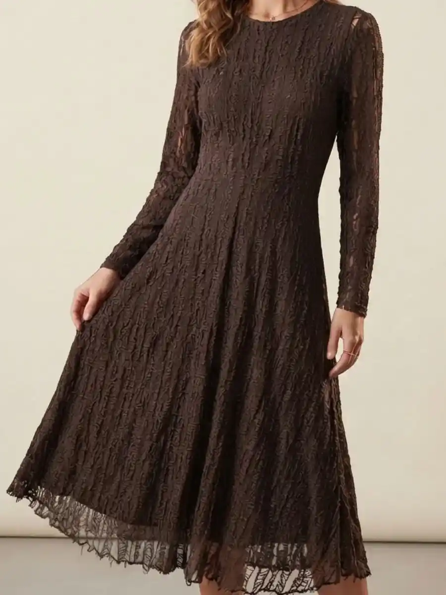 Full Sleeve A-Line Midi Dress