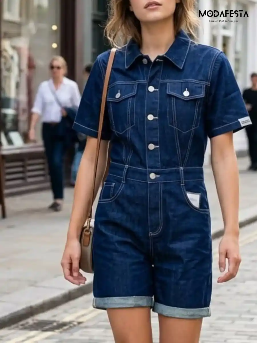 ModaFesta -stylish-denim-short-jumpsuit-navy-blue