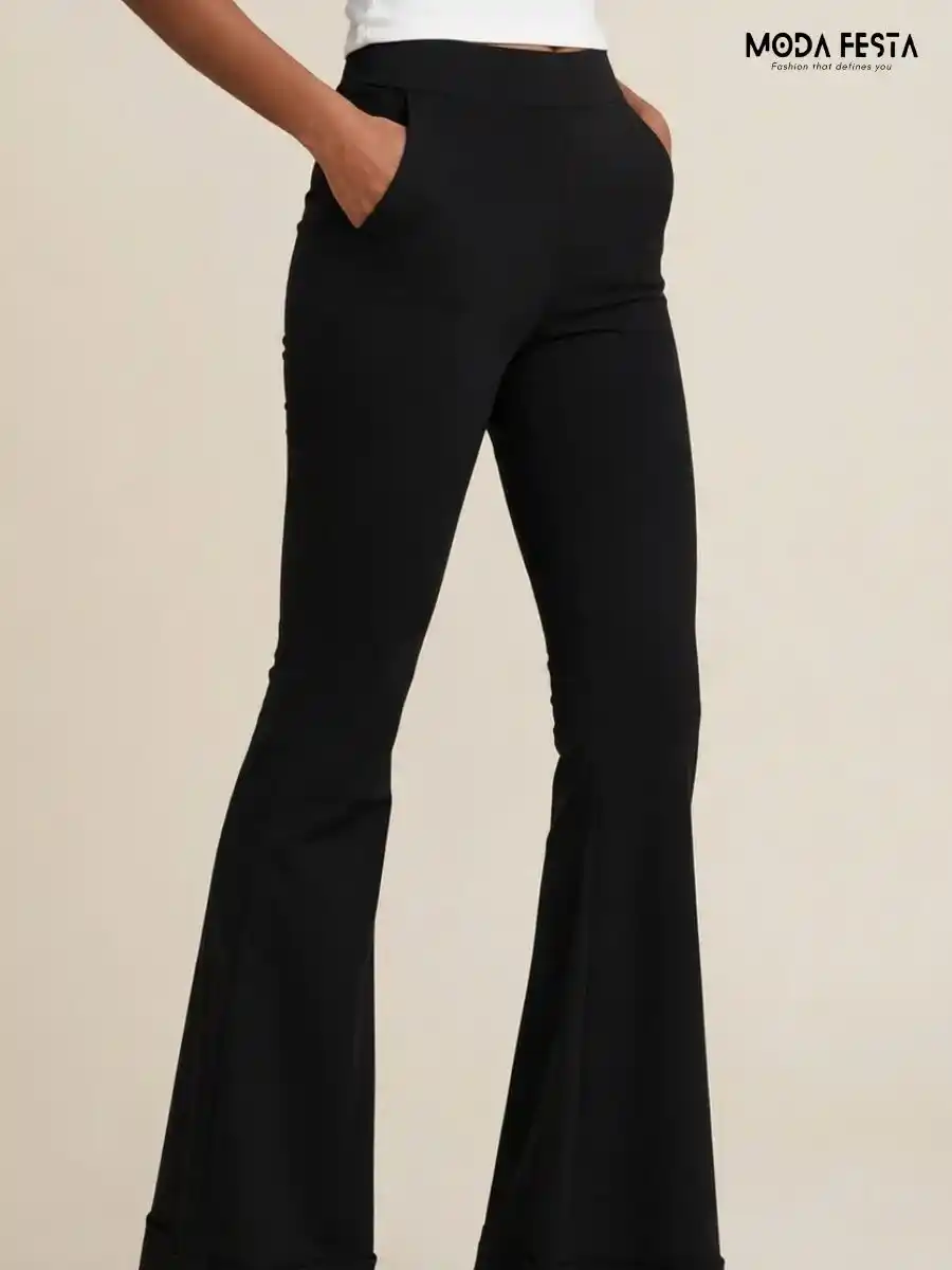 ModaFesta -classic-black-high-waisted-flared-trousers