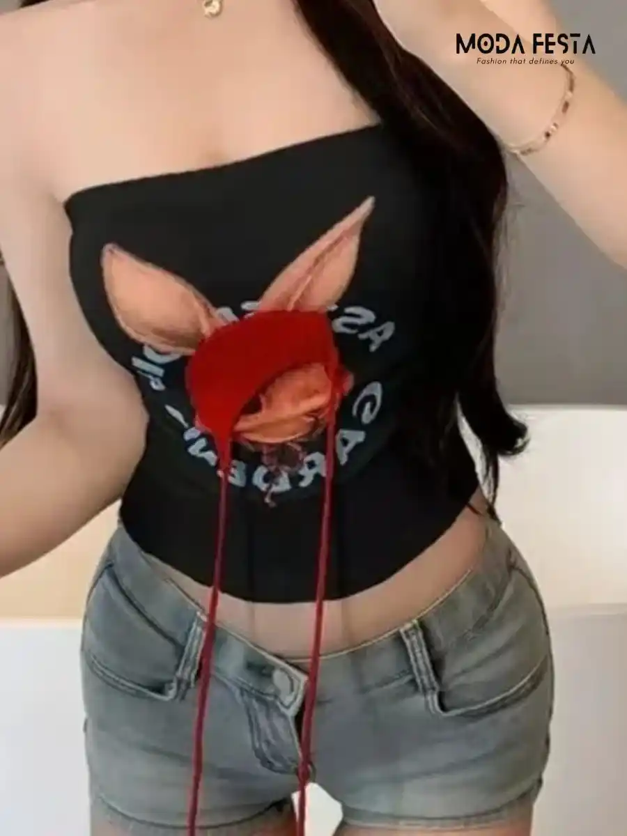 ModaFesta -teddy-bear-tube-top-black