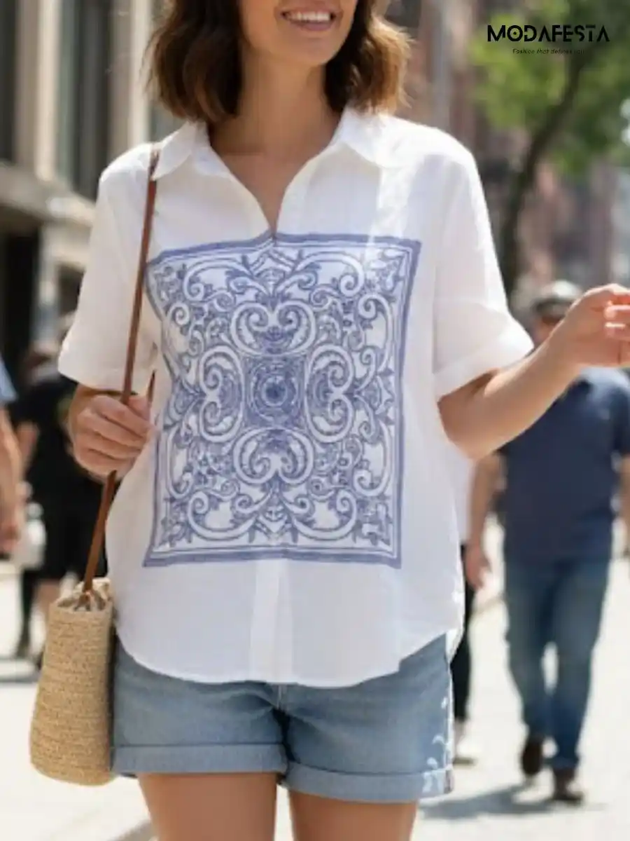 ModaFesta -elegant-abstract-blue-print-shirt-white