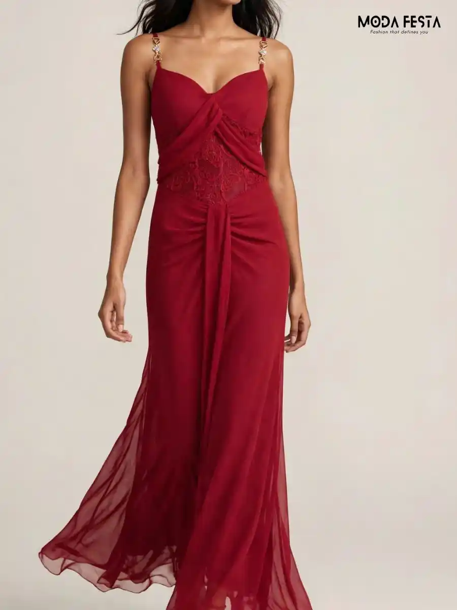 ModaFesta -elegant-red-lace-embellished-maxi-dress