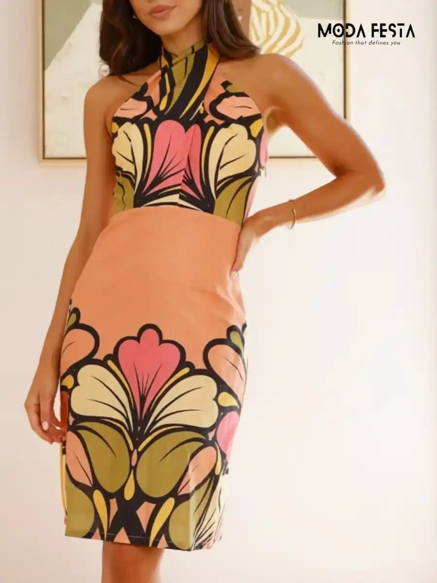 ModaFesta -Halter-neck-printed-floral-dress