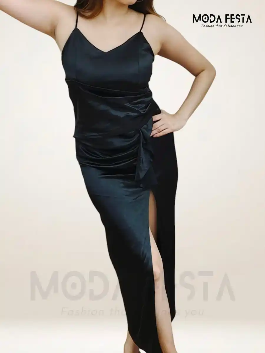ModaFesta -long-satin-dress-black
