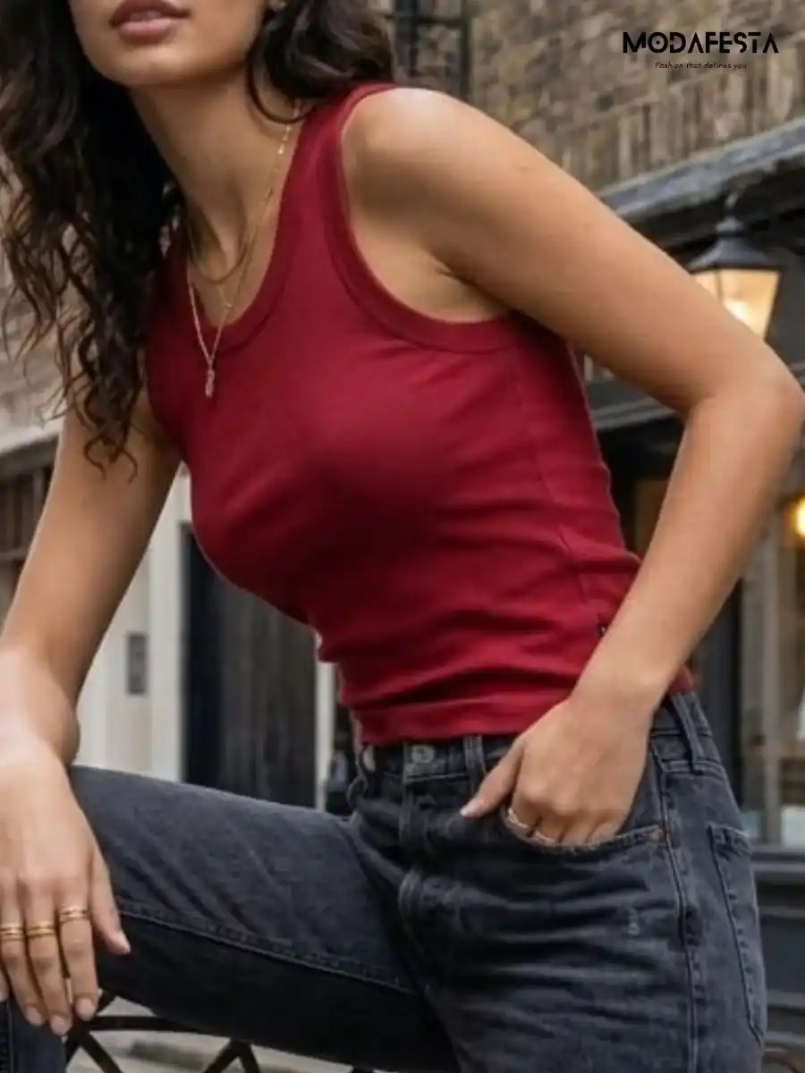 ModaFesta -elegant-light-red-rib-tank-top-1