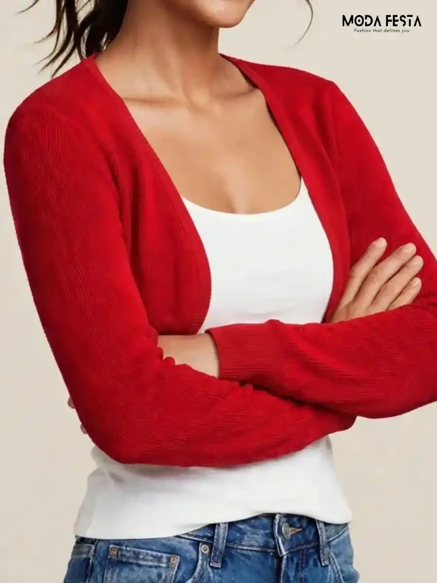 ModaFesta -red-open-front-bolero-shrug