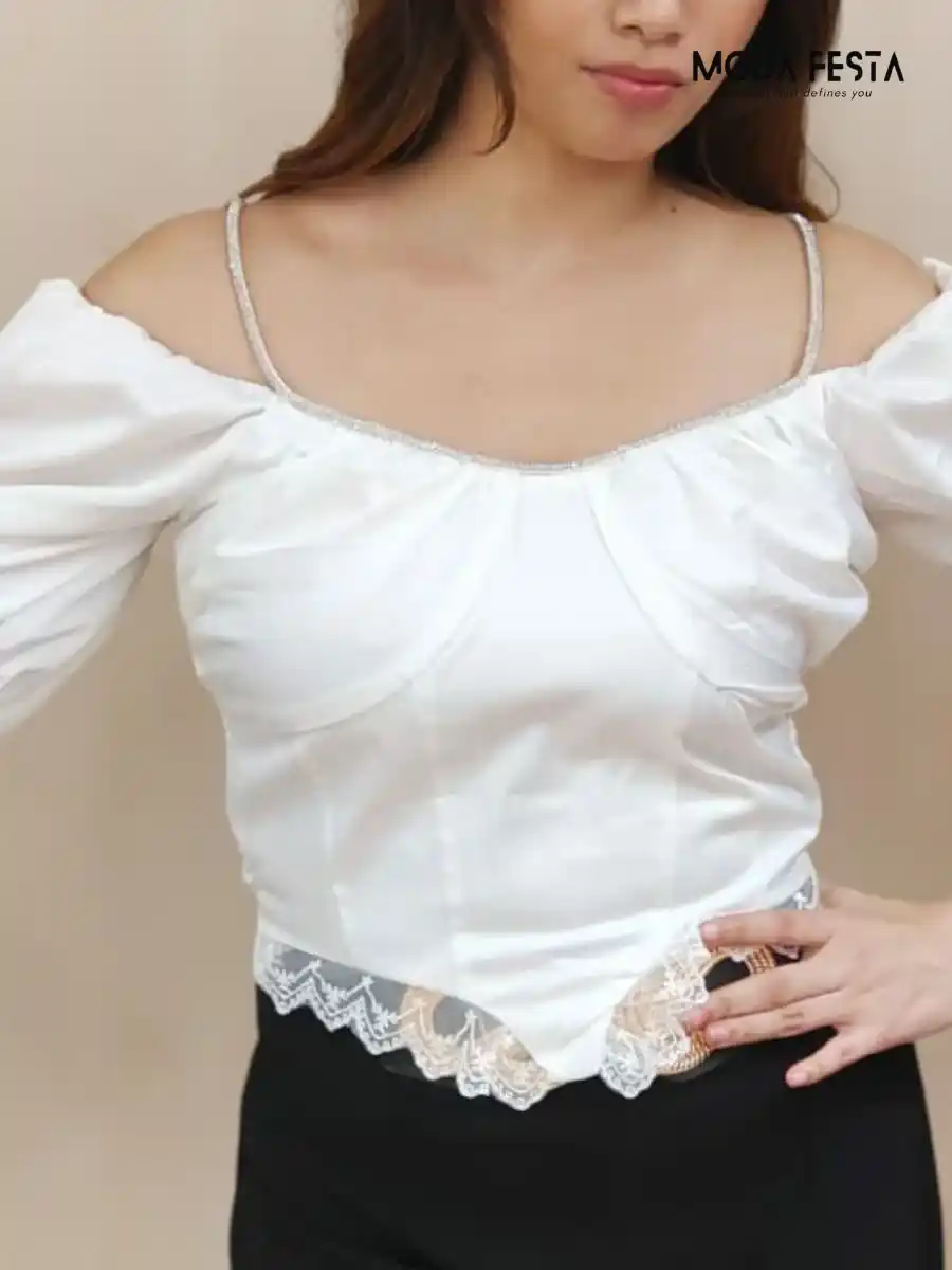 ModaFesta -stylish-crop-party-top-white