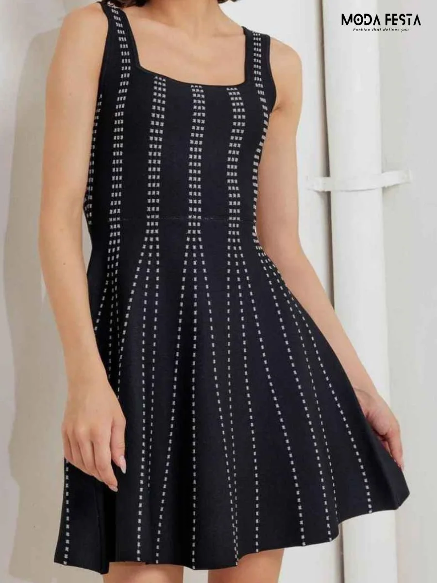 Elegant Stripes Mini A Line Dress