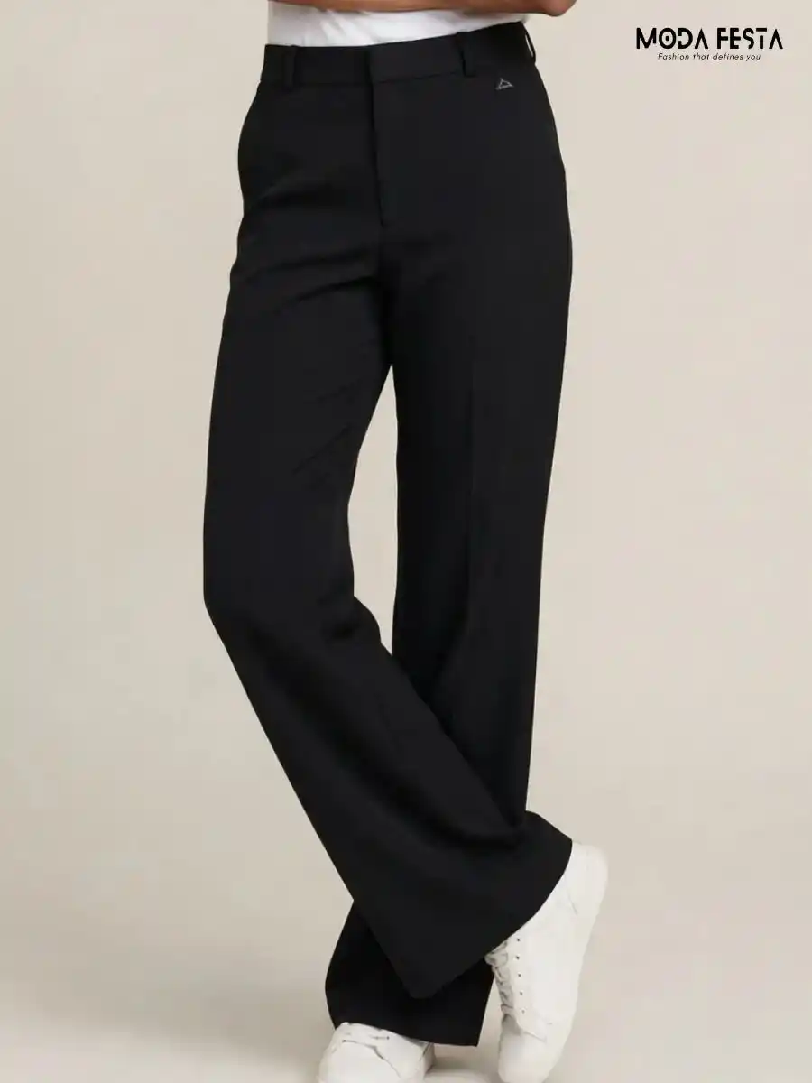 ModaFesta -classic-black-high-waist-wide-leg-trousers