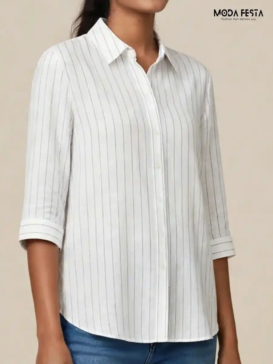 ModaFesta -white-modern-striped-shirt