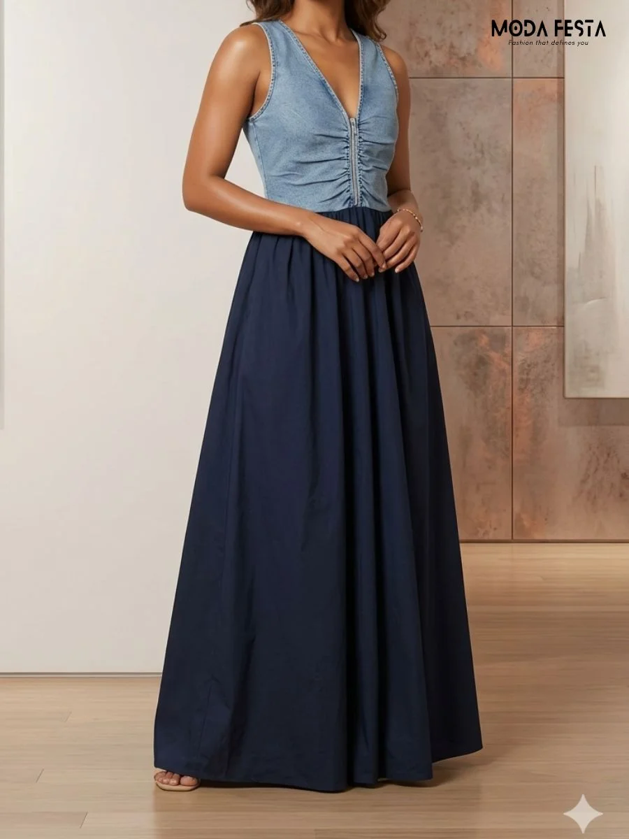 Urban Chic Zip-Front Maxi Dress