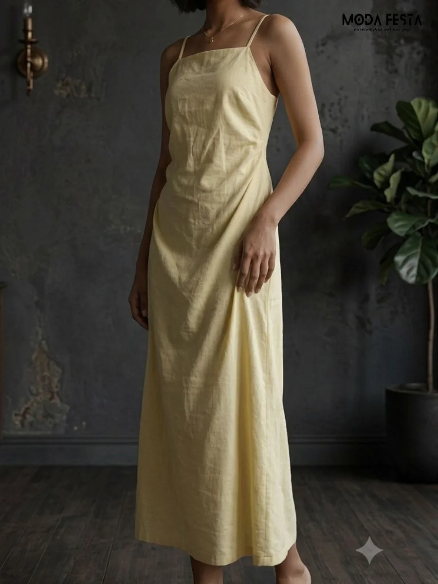 ModaFesta -sleeveless-midi-dress-spaghetti-midi-dress-square-neckline