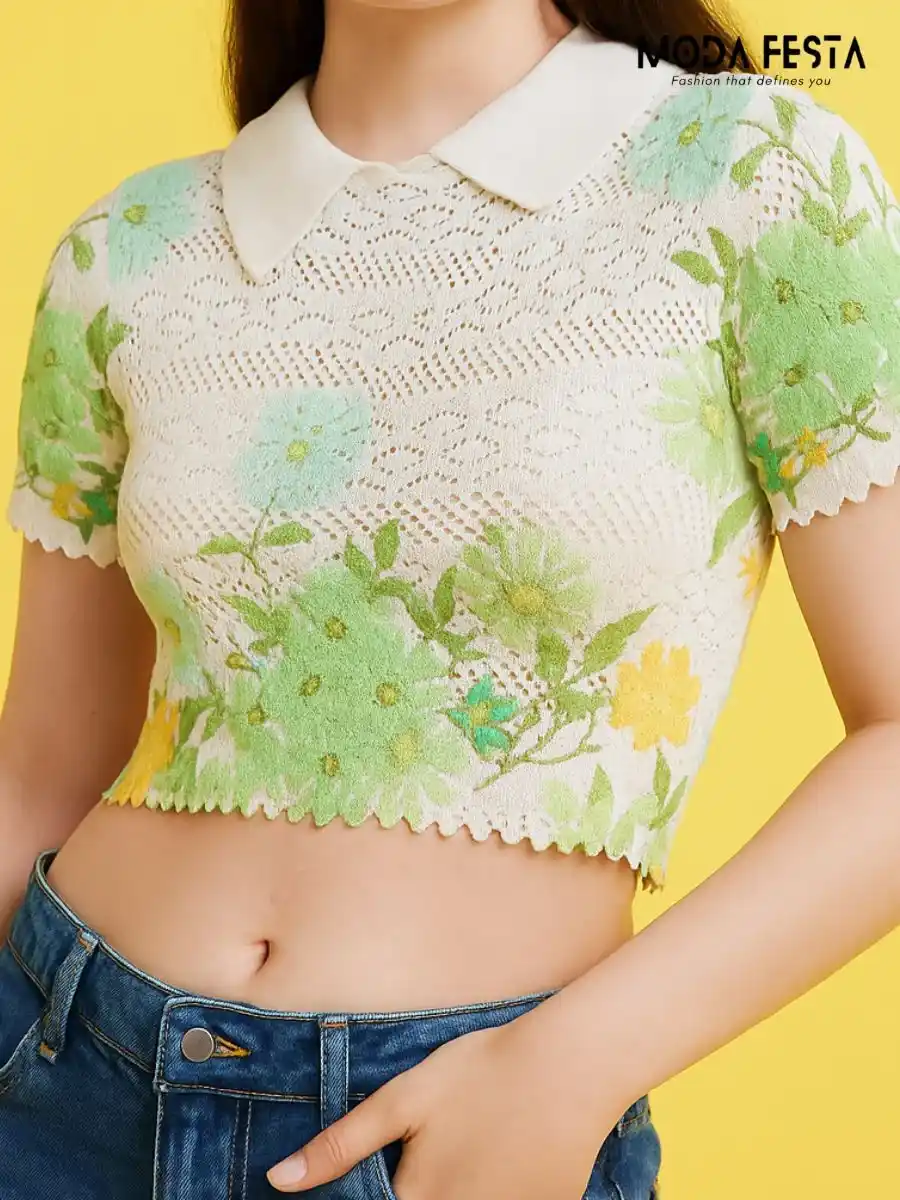 Elegant Floral Crochet Top